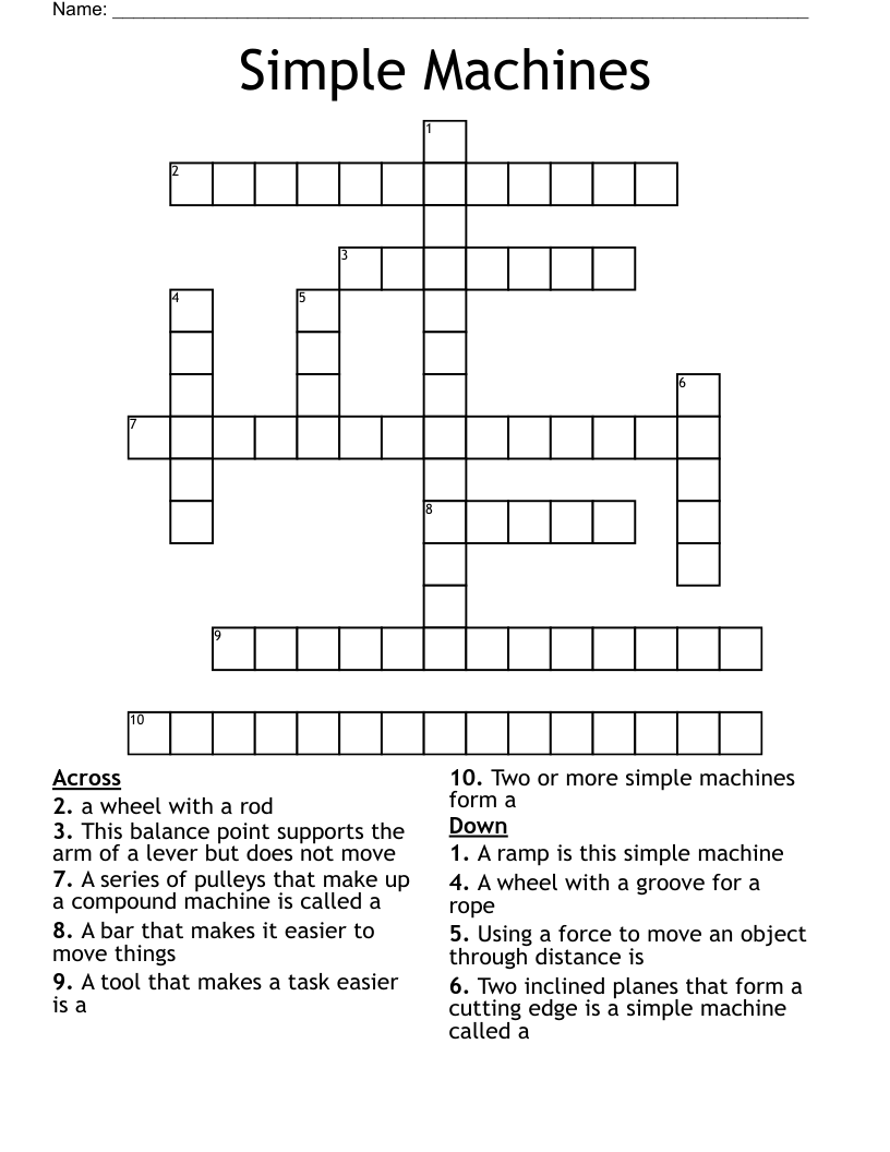 Simple Machines Crossword