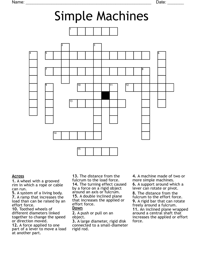 Simple Machines Crossword