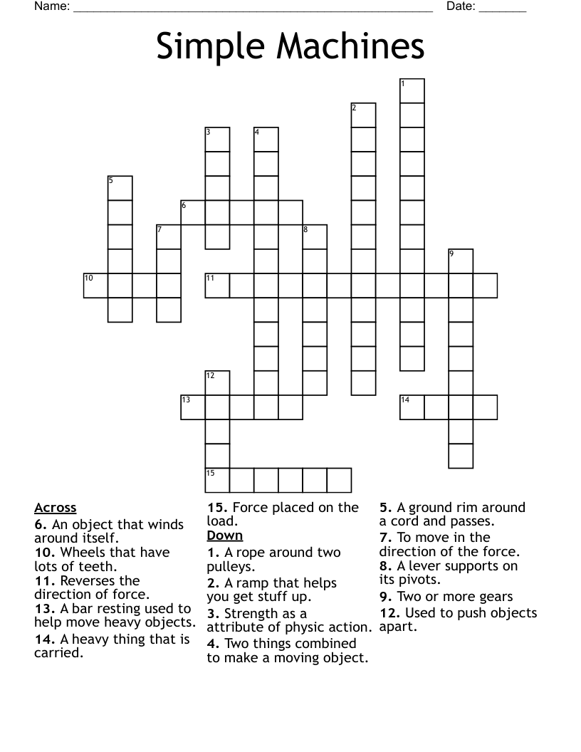 Simple Machines Crossword