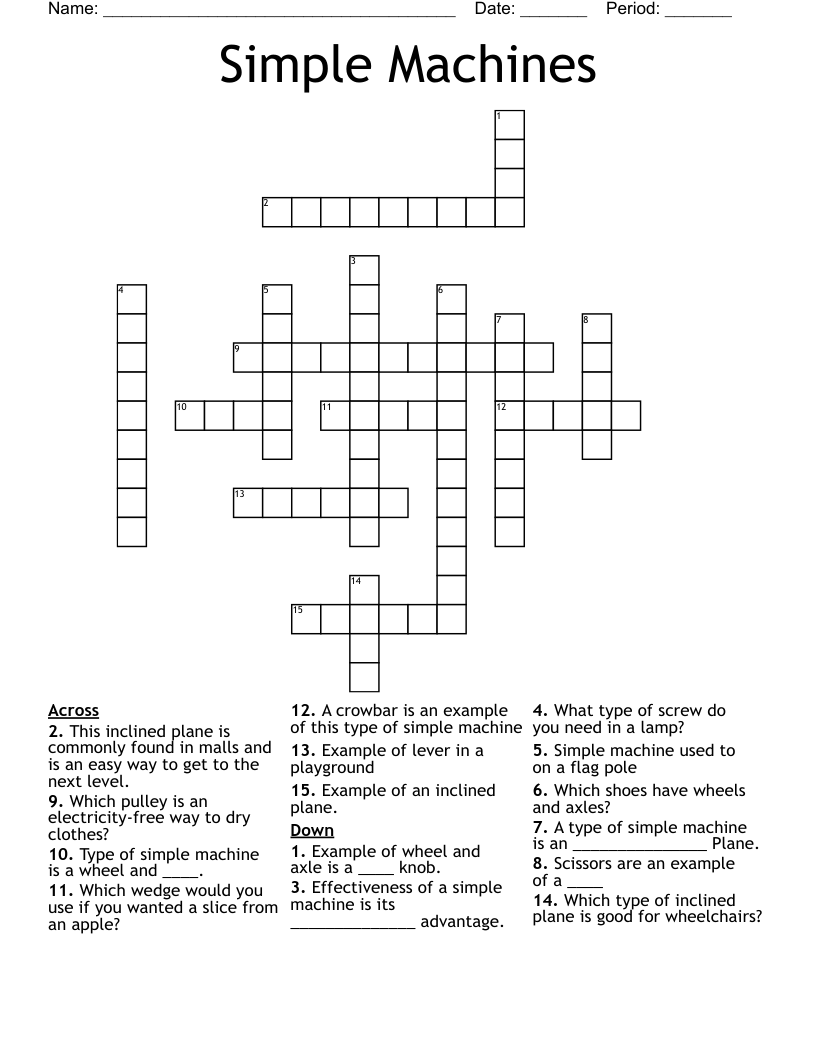 Simple Machines Crossword