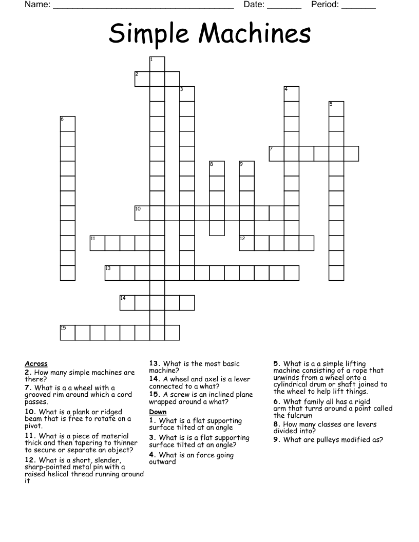 Simple Machines Crossword