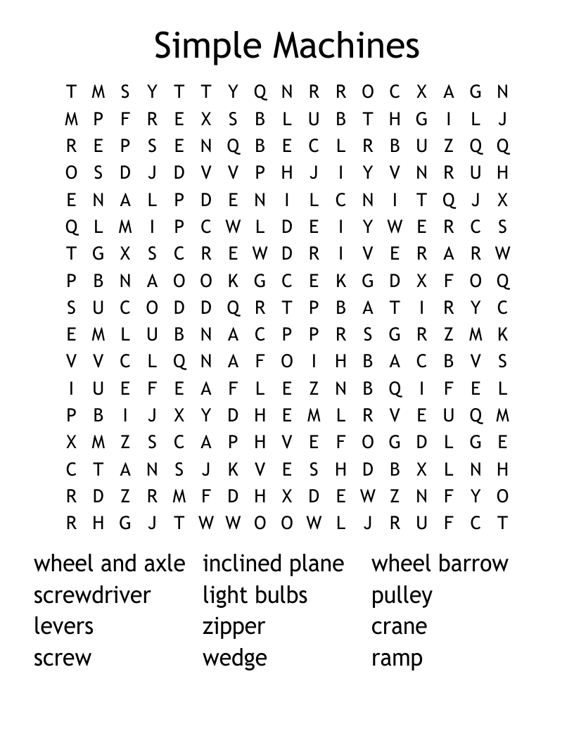 Simple Machines Word Search