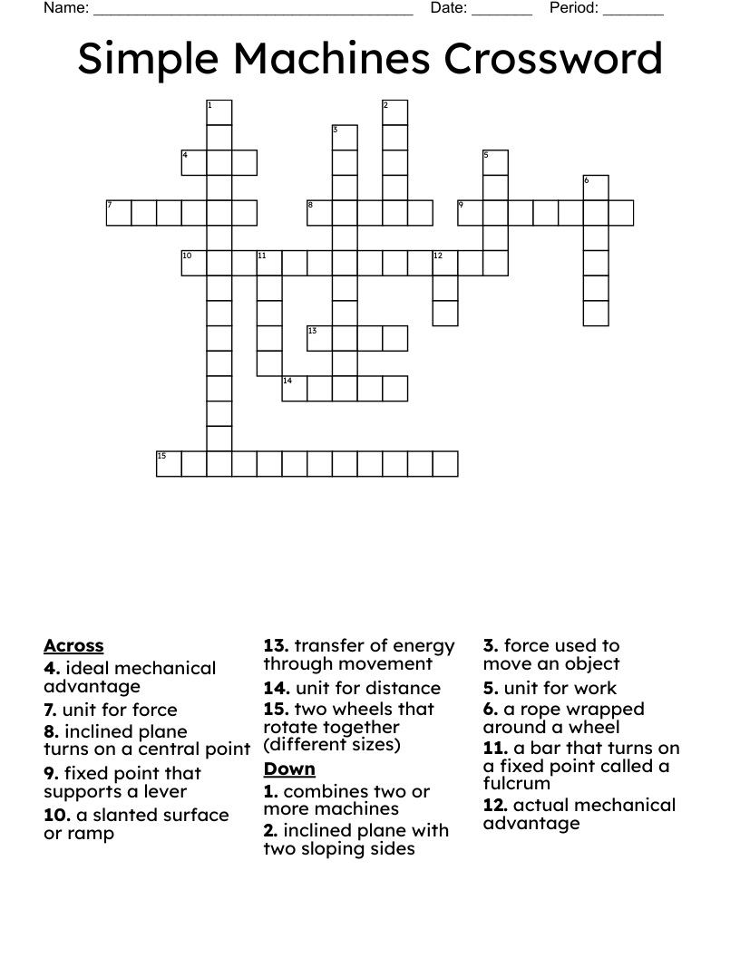 Simple Machines Crossword