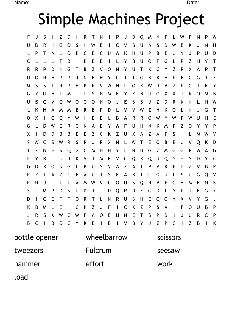 Simple Machines Project Word Search