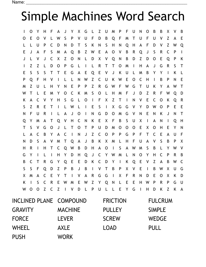 Simple Machines Word Search