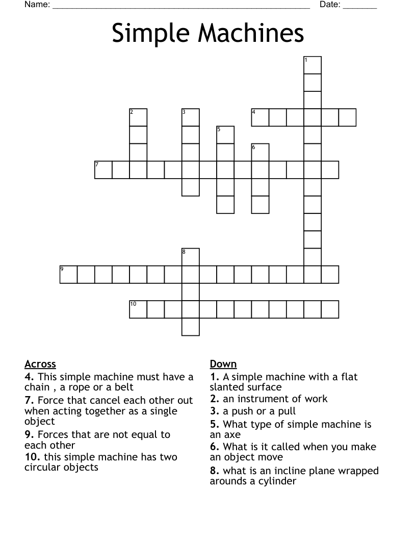 Simple Machines  Crossword