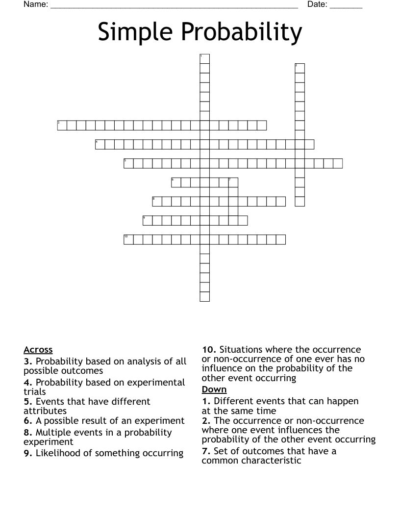 Simple Probability Crossword