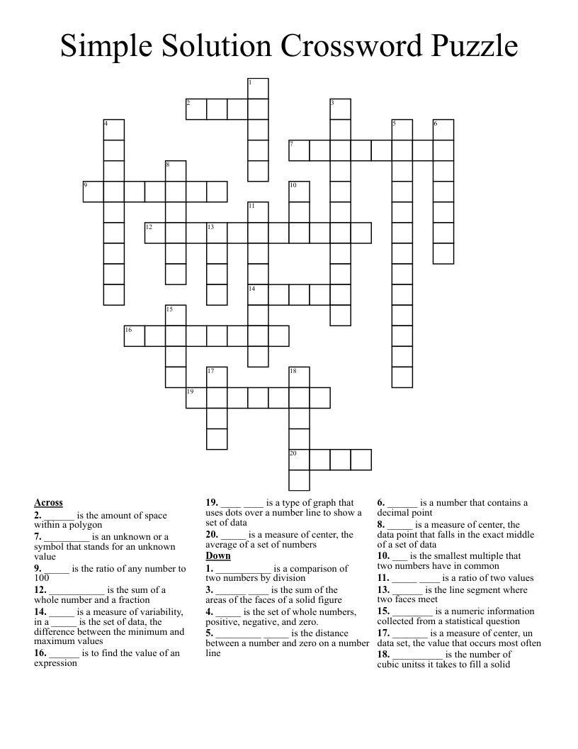 Simple Solution Crossword Puzzle
