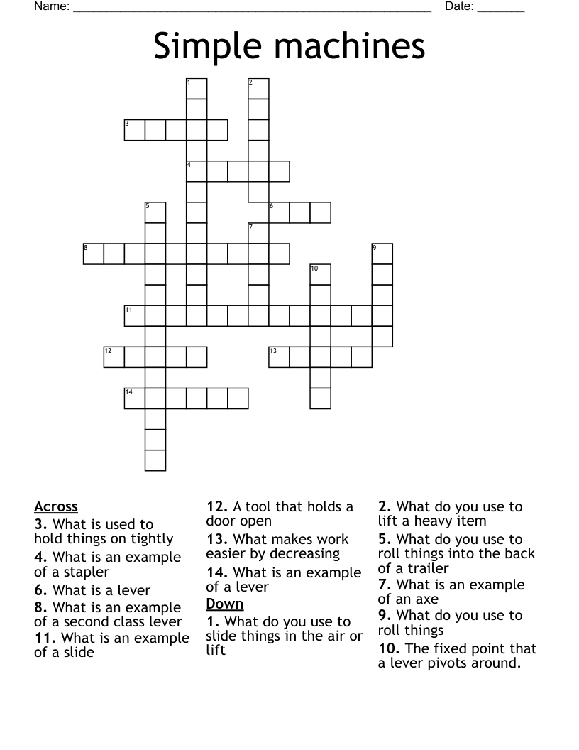 Simple machines Crossword