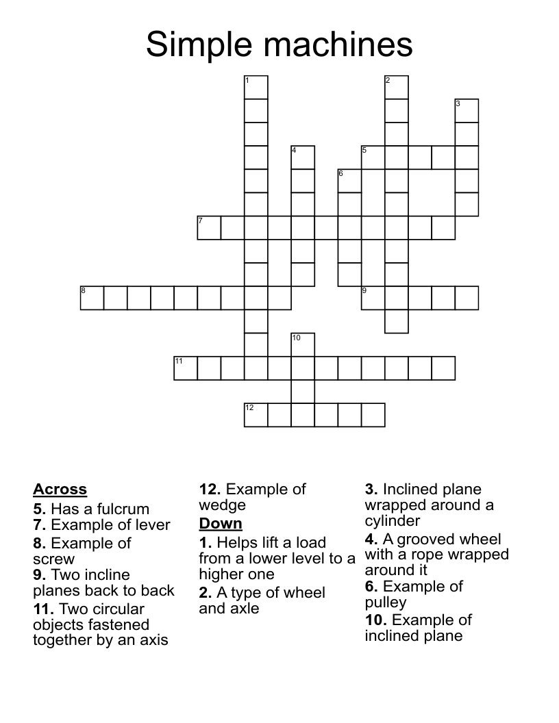 Simple machines Crossword