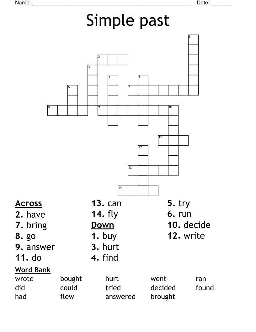 Simple past Crossword