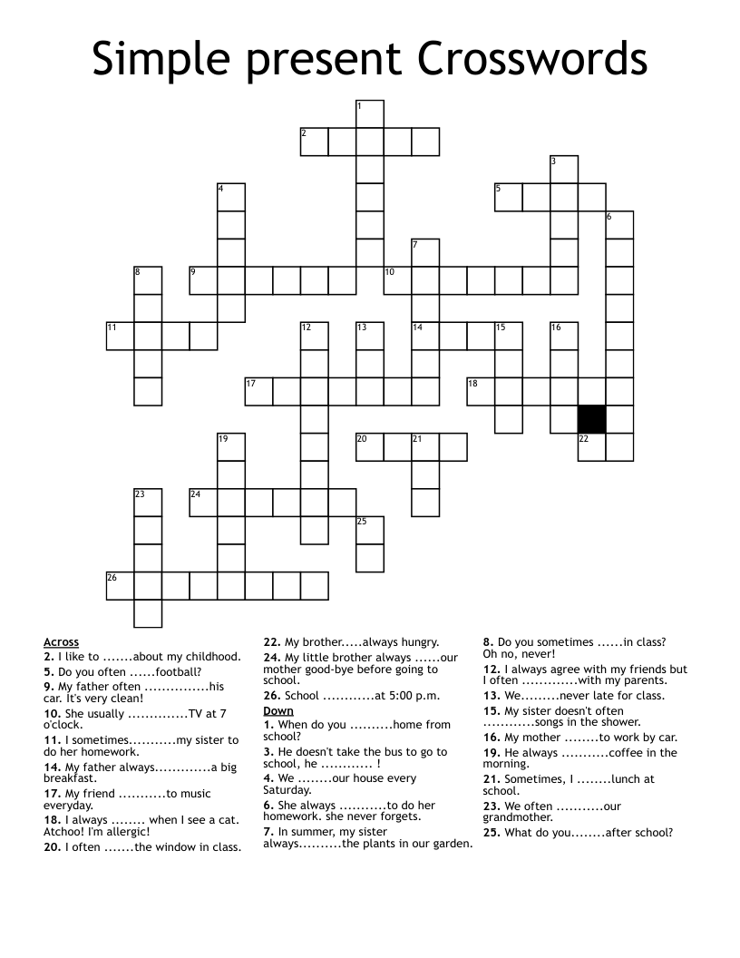 Simple present Crosswords