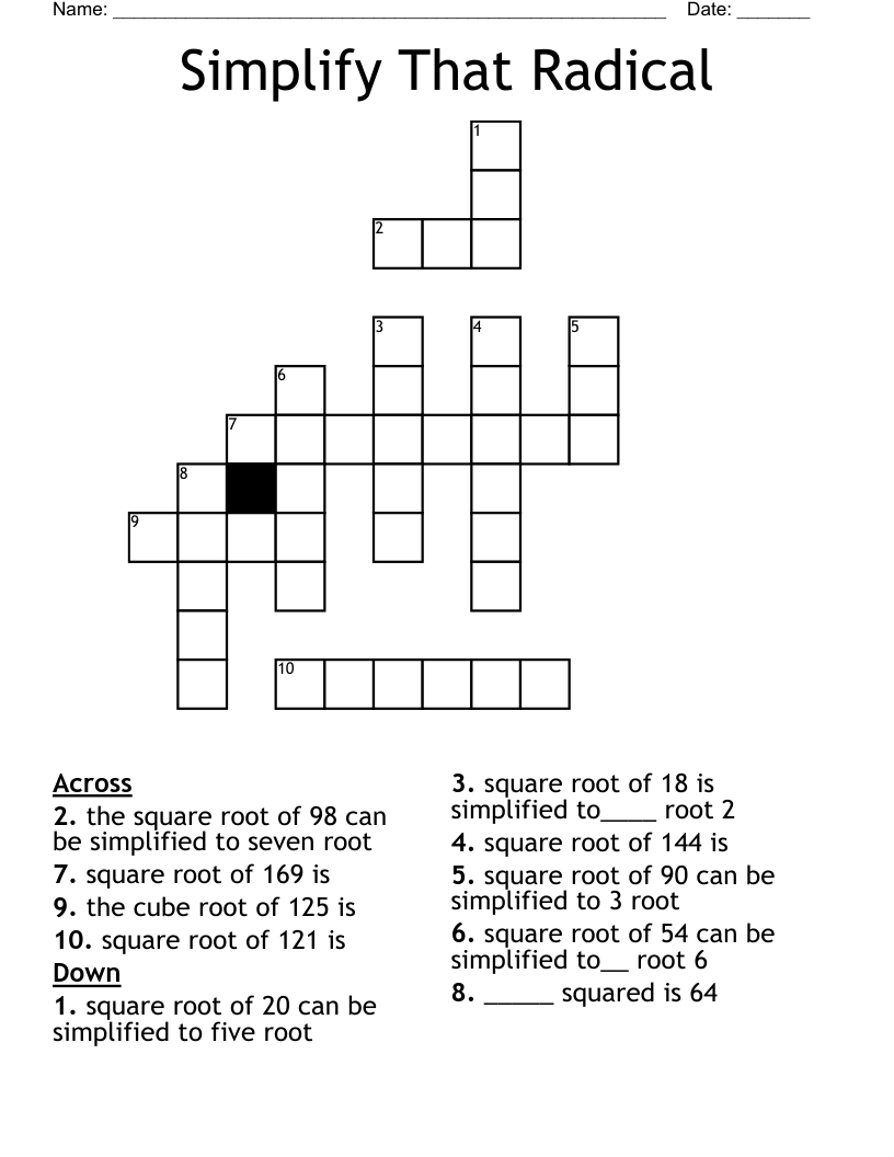 Simplify That Radical Crossword