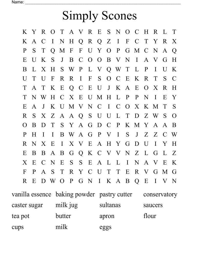 Simply Scones Word Search