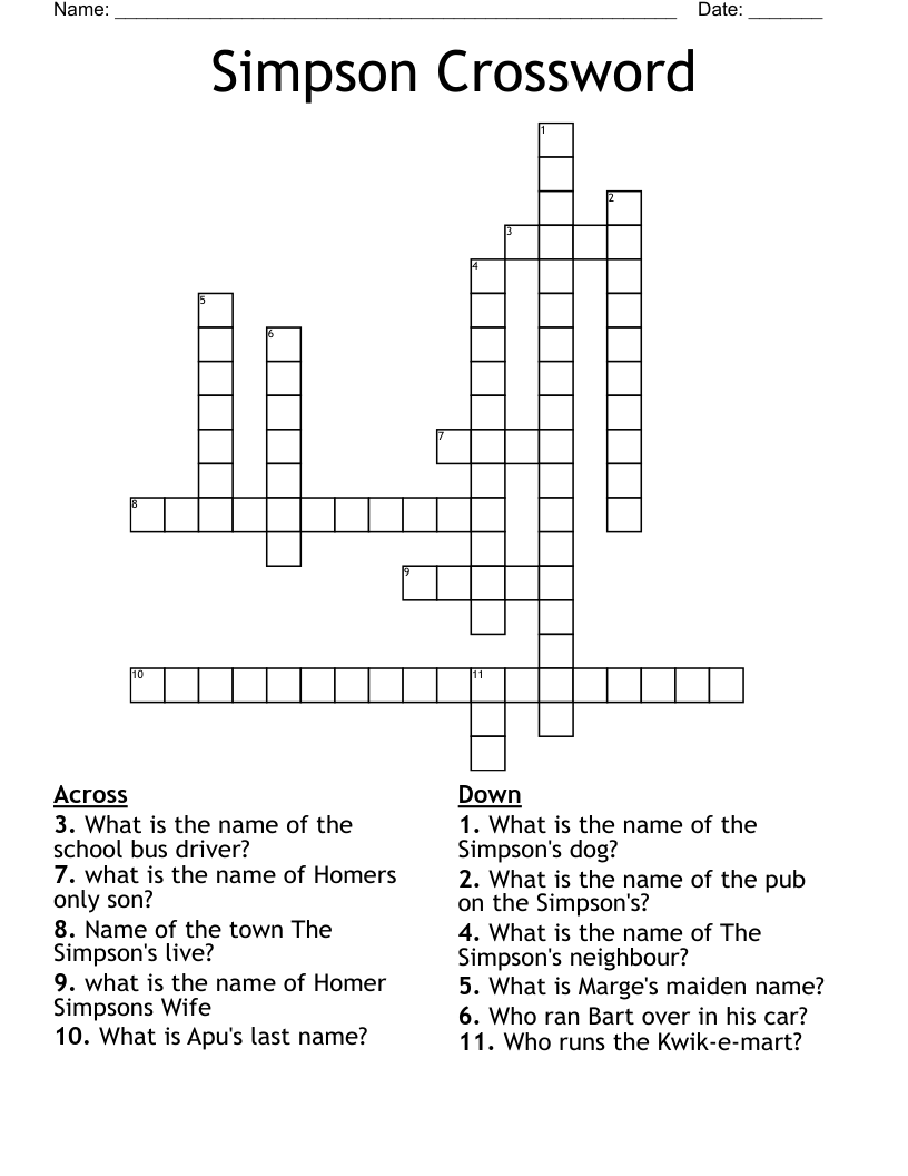 Simpson Crossword 