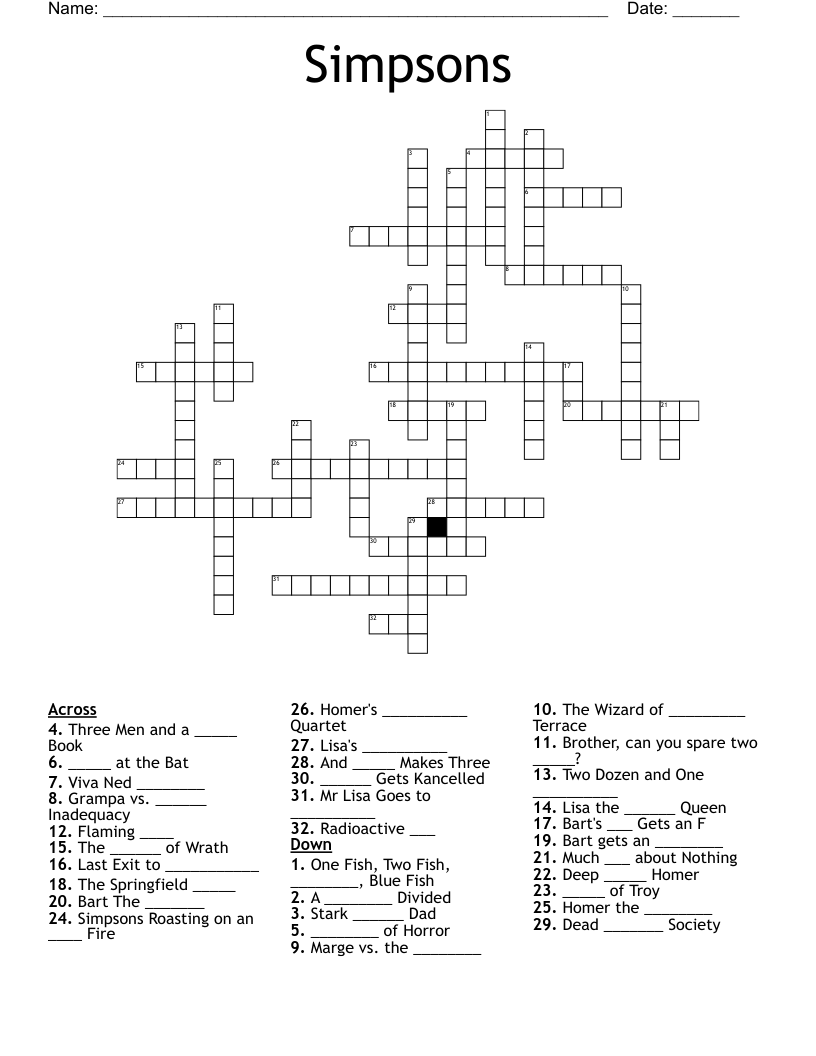 Simpsons Crossword