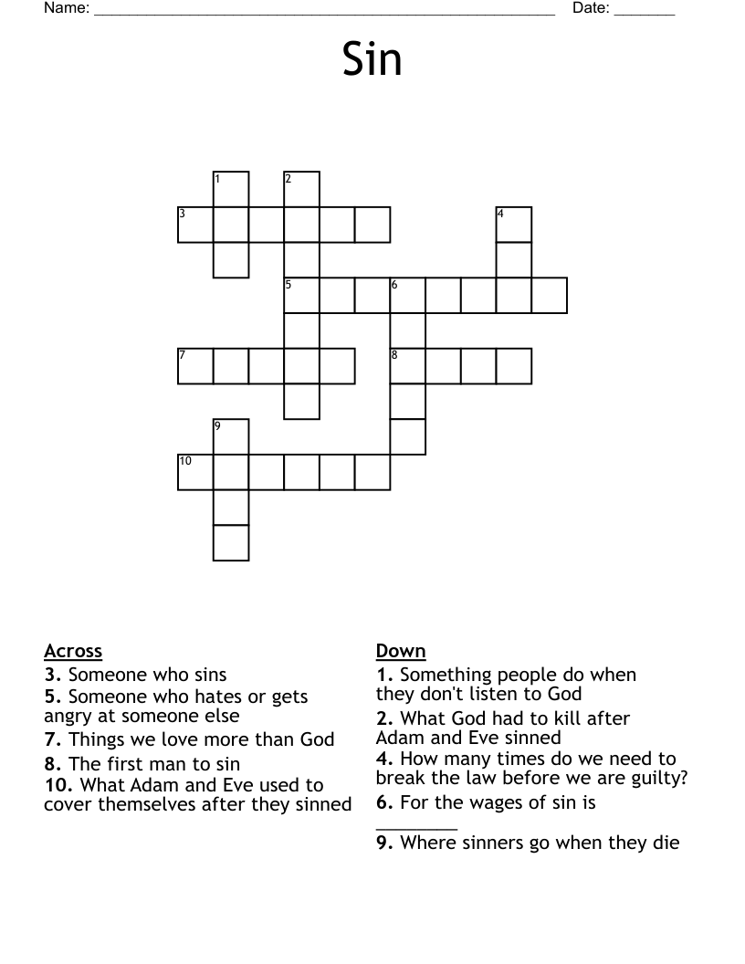 Sin Crossword