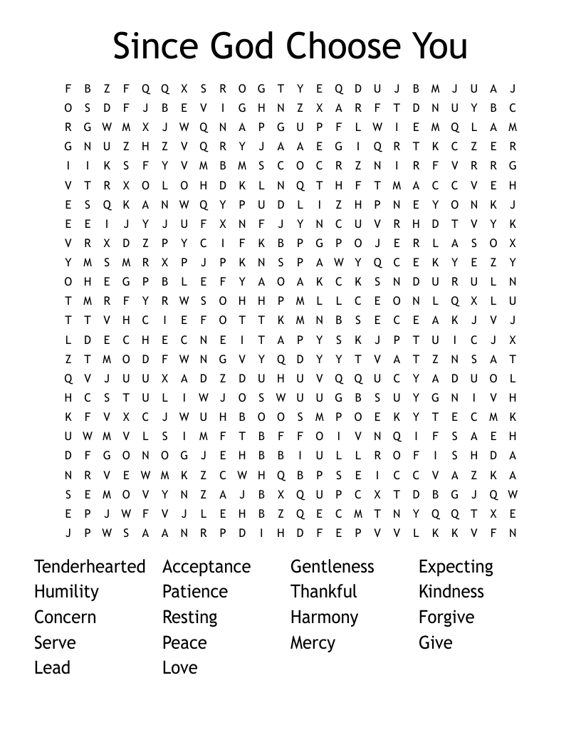 Since God Choose You Word Search