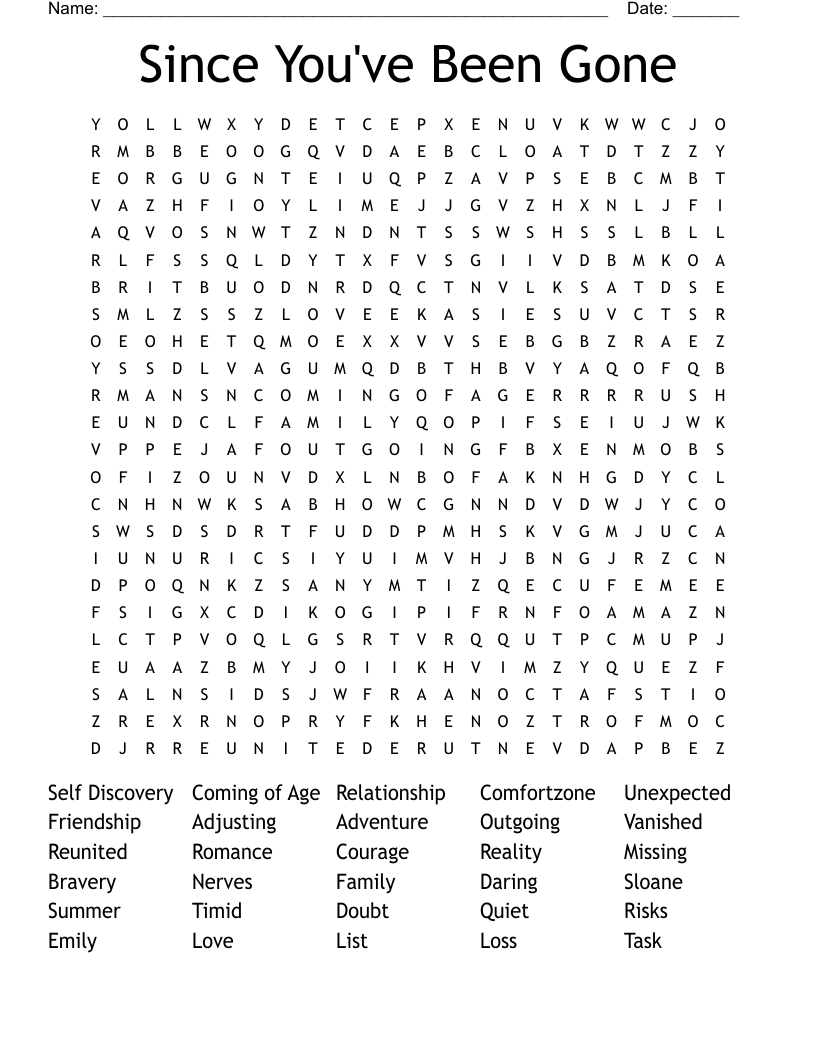 Since You've Been Gone Word Search