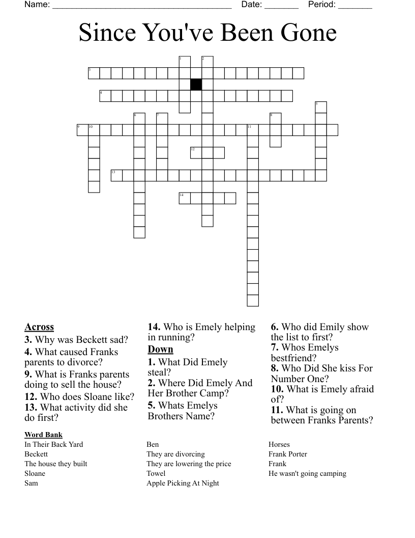Since You've Been Gone  Crossword