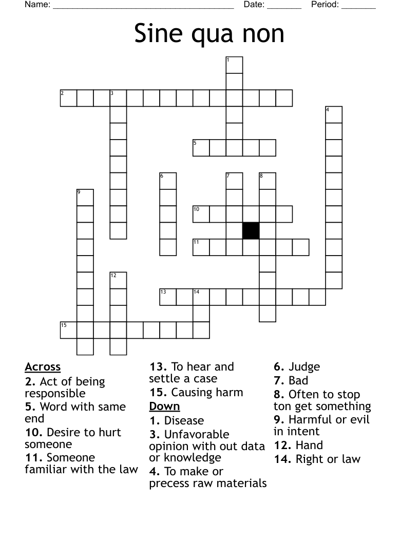 Sine qua non Crossword