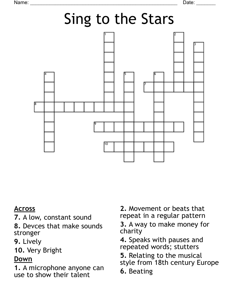 Sing to the Stars Crossword