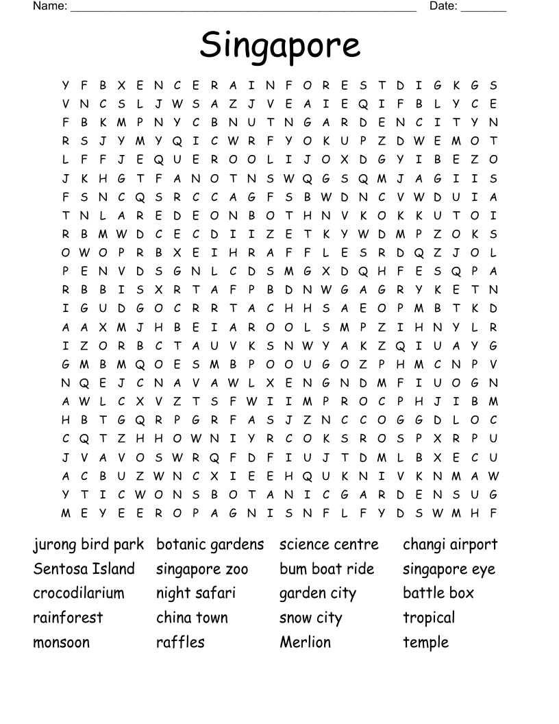 Singapore Word Search