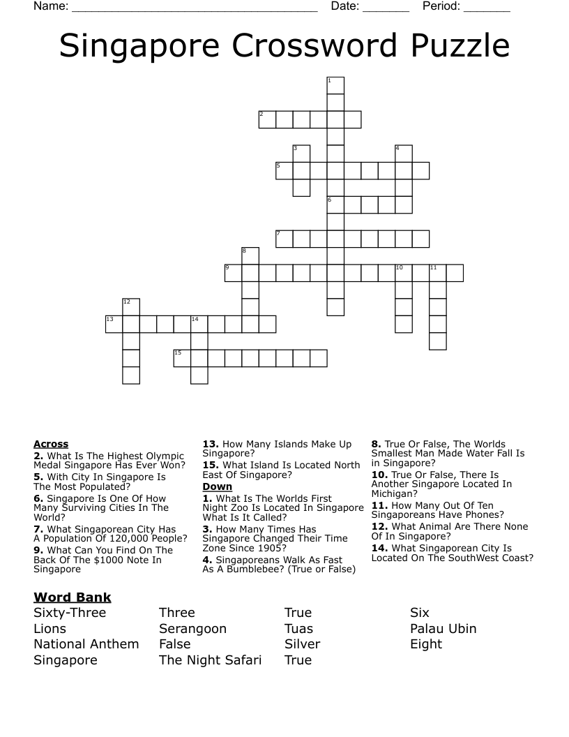 Singapore Crossword Puzzle