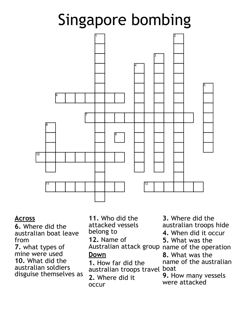 Singapore bombing Crossword
