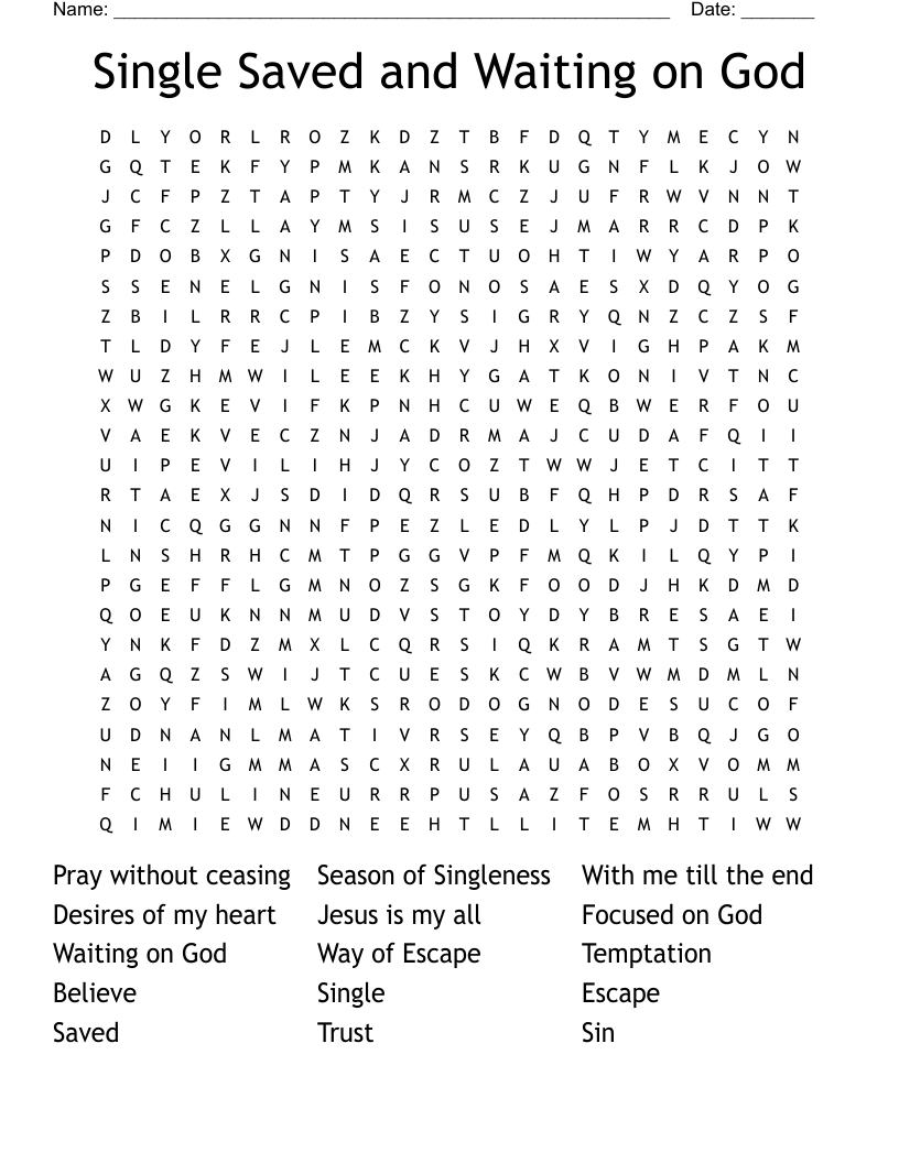 Single Saved and Waiting on God Word Search