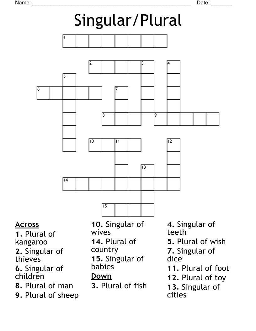 Singular/Plural Crossword
