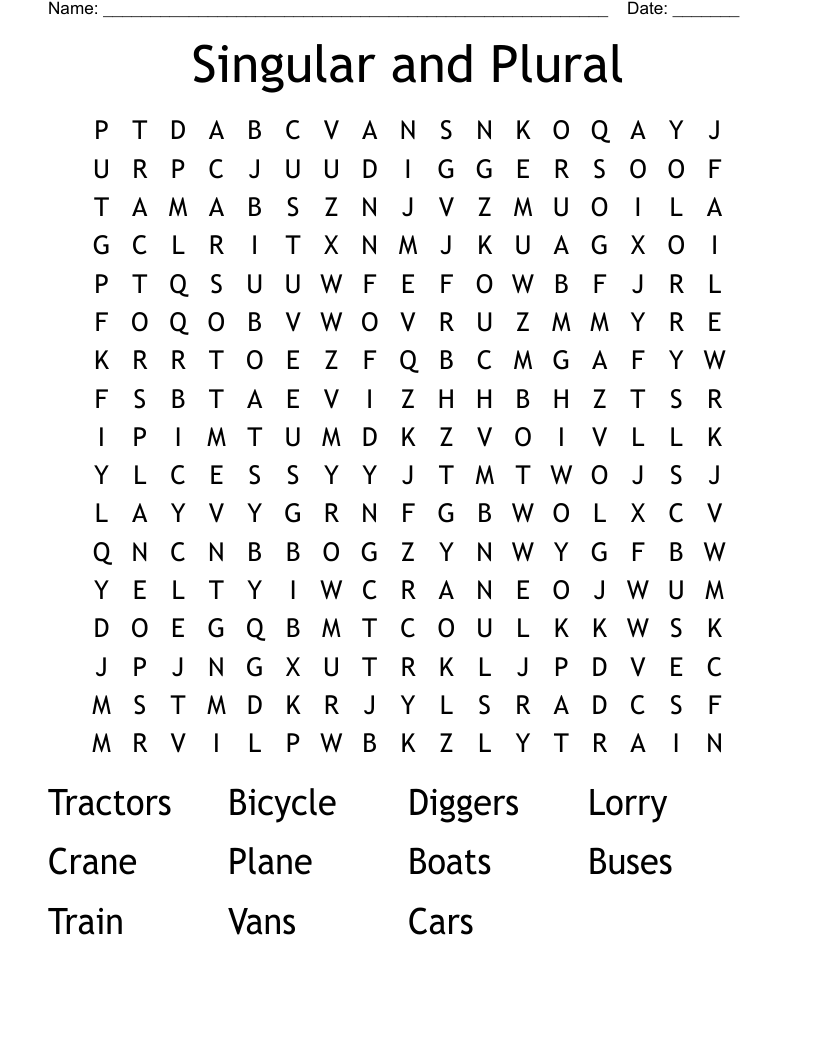 Singular and Plural Word Search