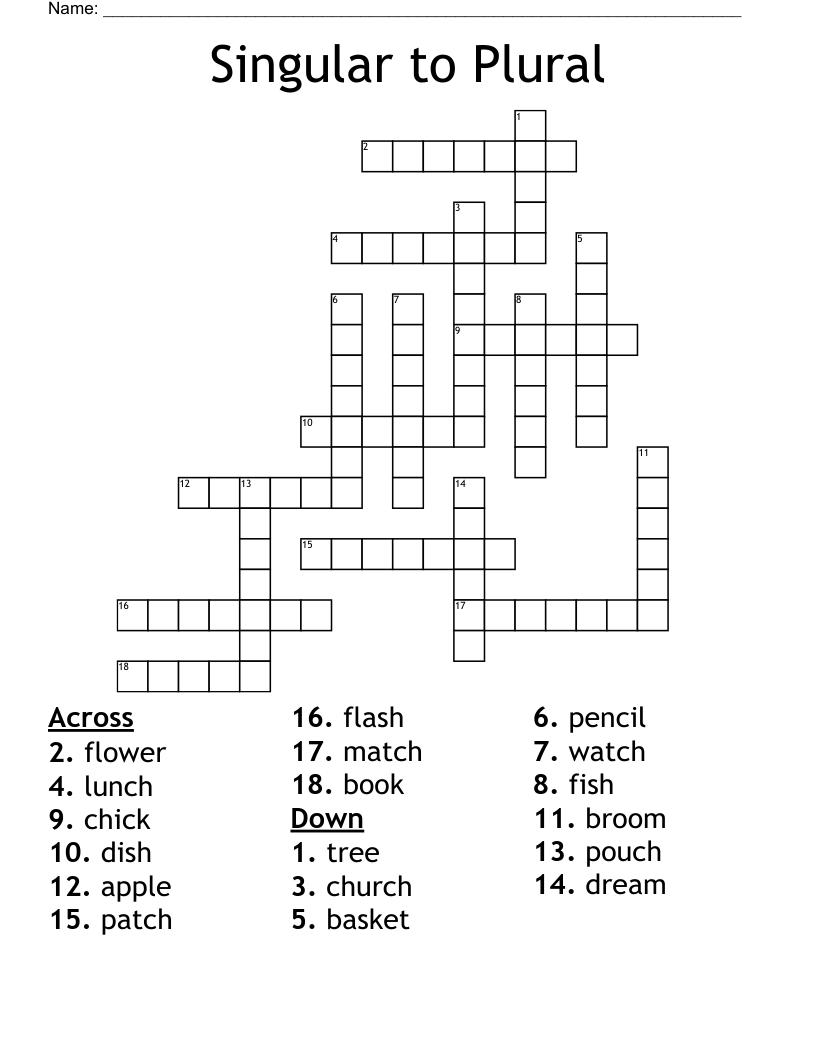 Singular to Plural  Crossword