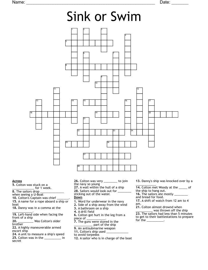 Sink or Swim Crossword