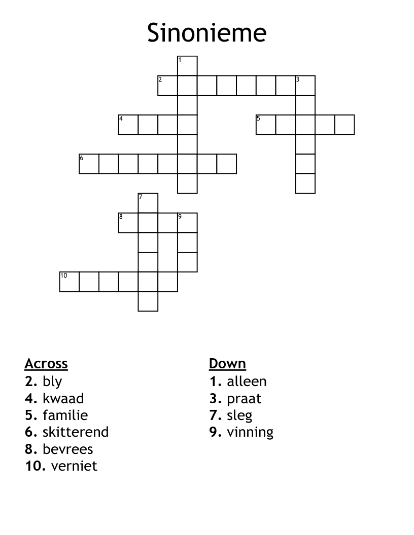 Sinonieme Crossword