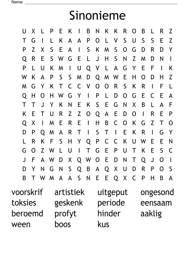 Sinonieme Word Search
