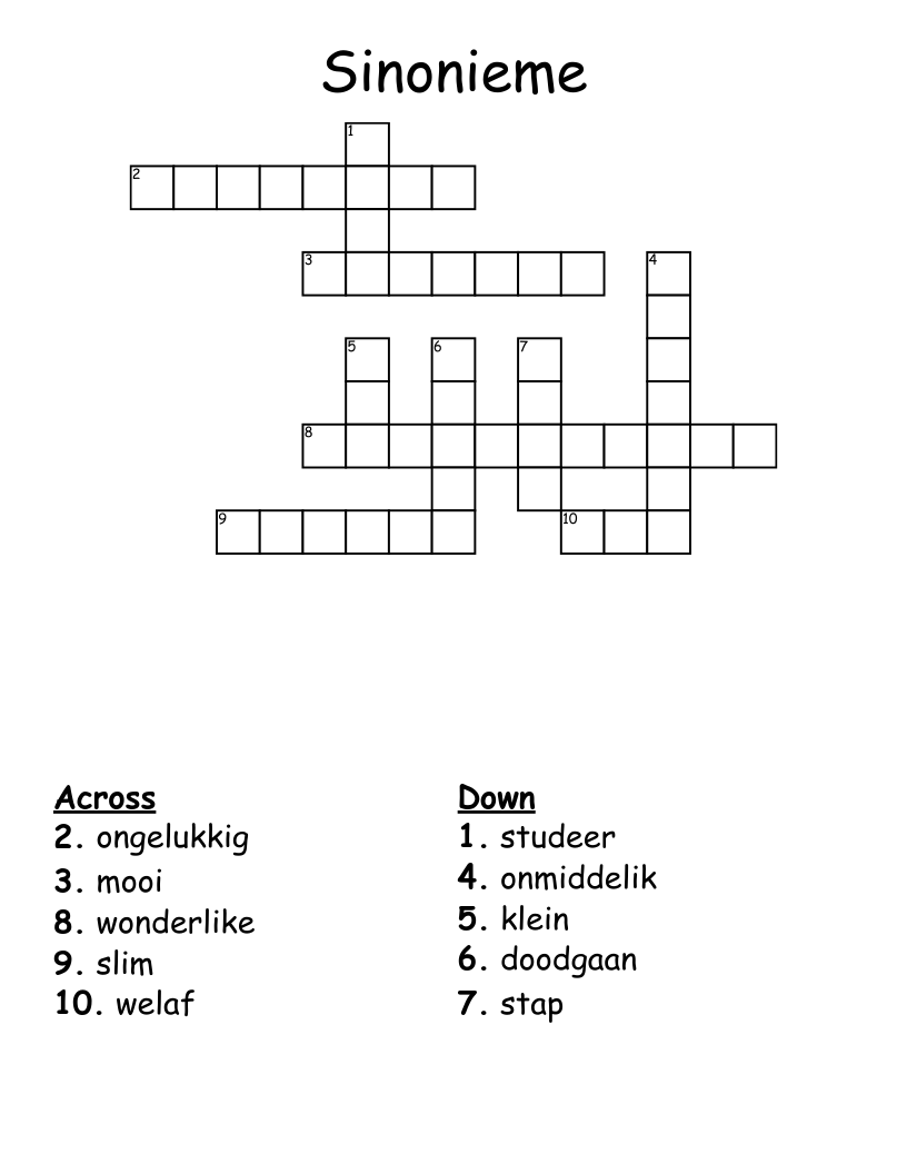 Sinonieme Crossword