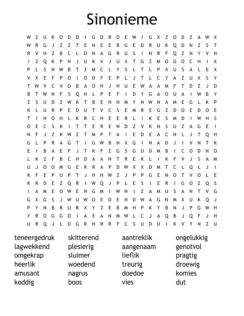 Sinonieme Word Search