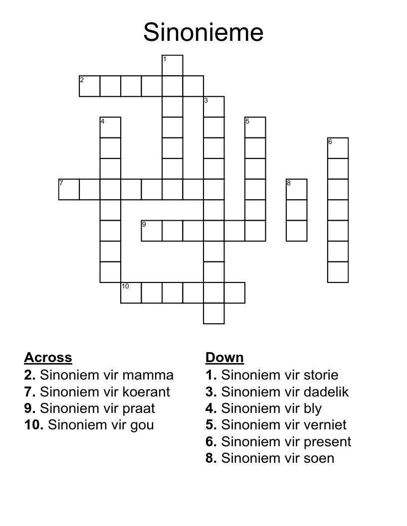 Sinonieme  Crossword
