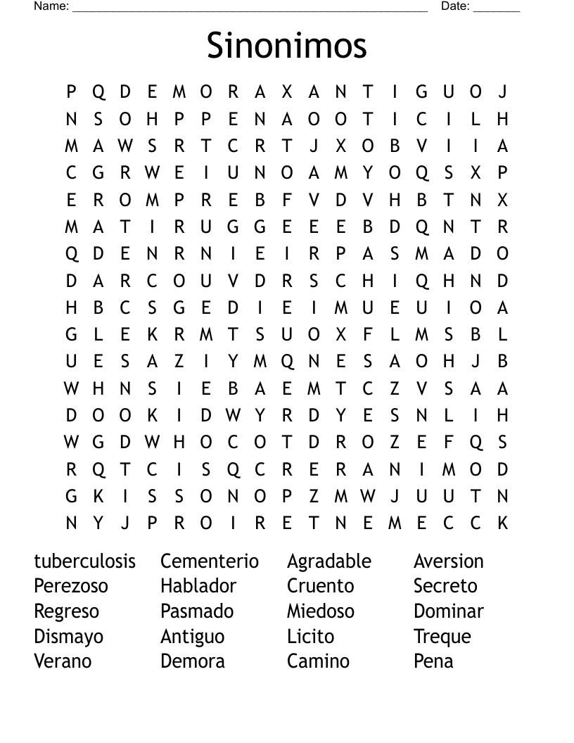 Sinonimos Word Search
