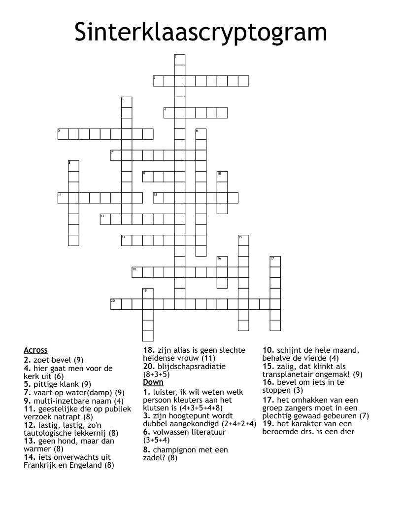 Sinterklaascryptogram Crossword