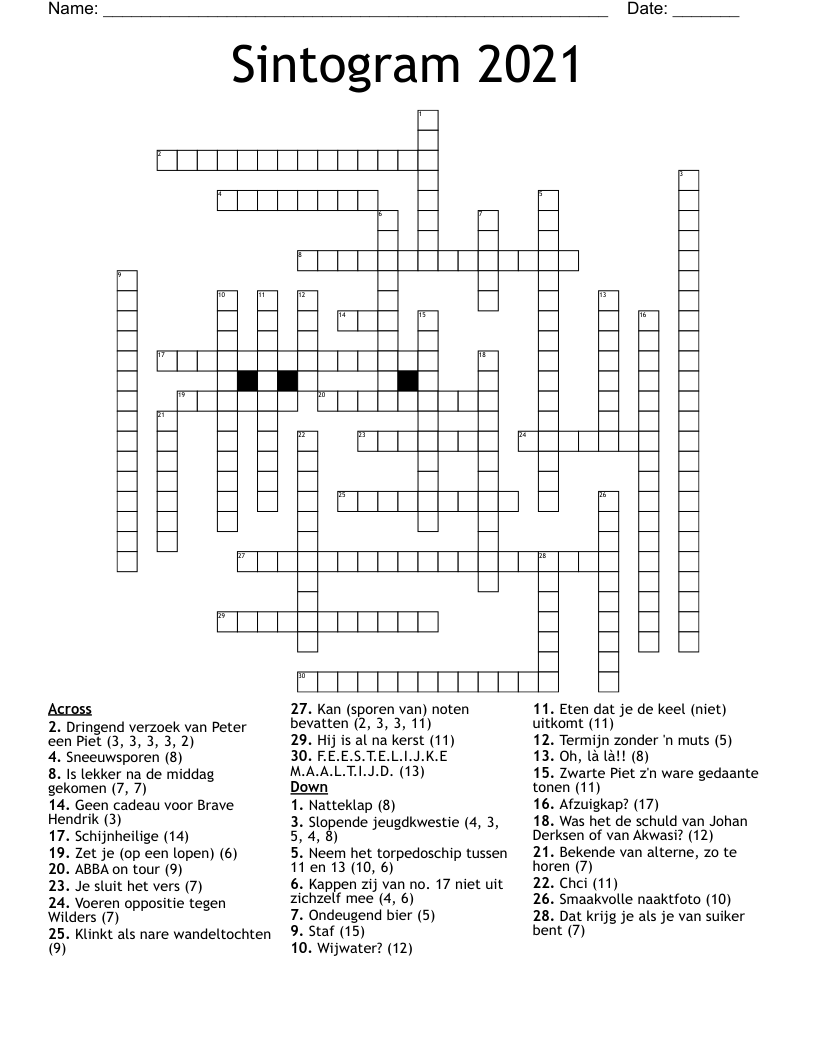 Sintogram 2021 Crossword