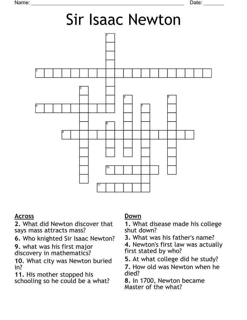 Sir Isaac Newton Crossword