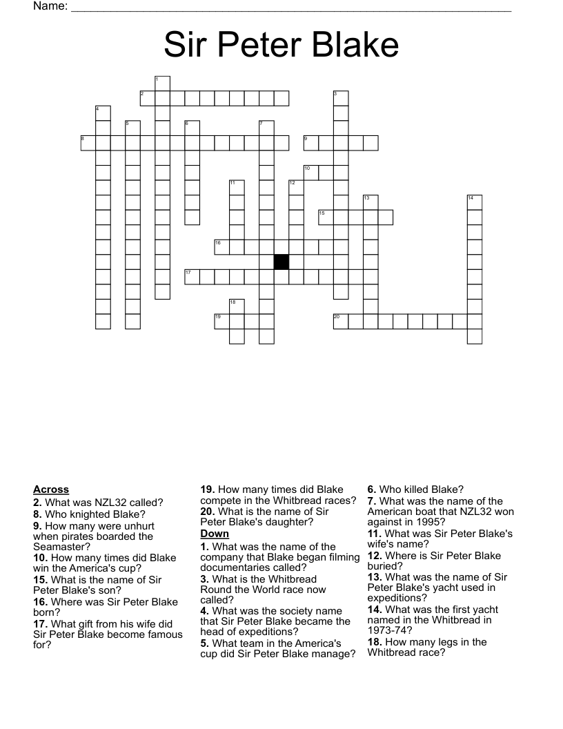 Sir Peter Blake Crossword