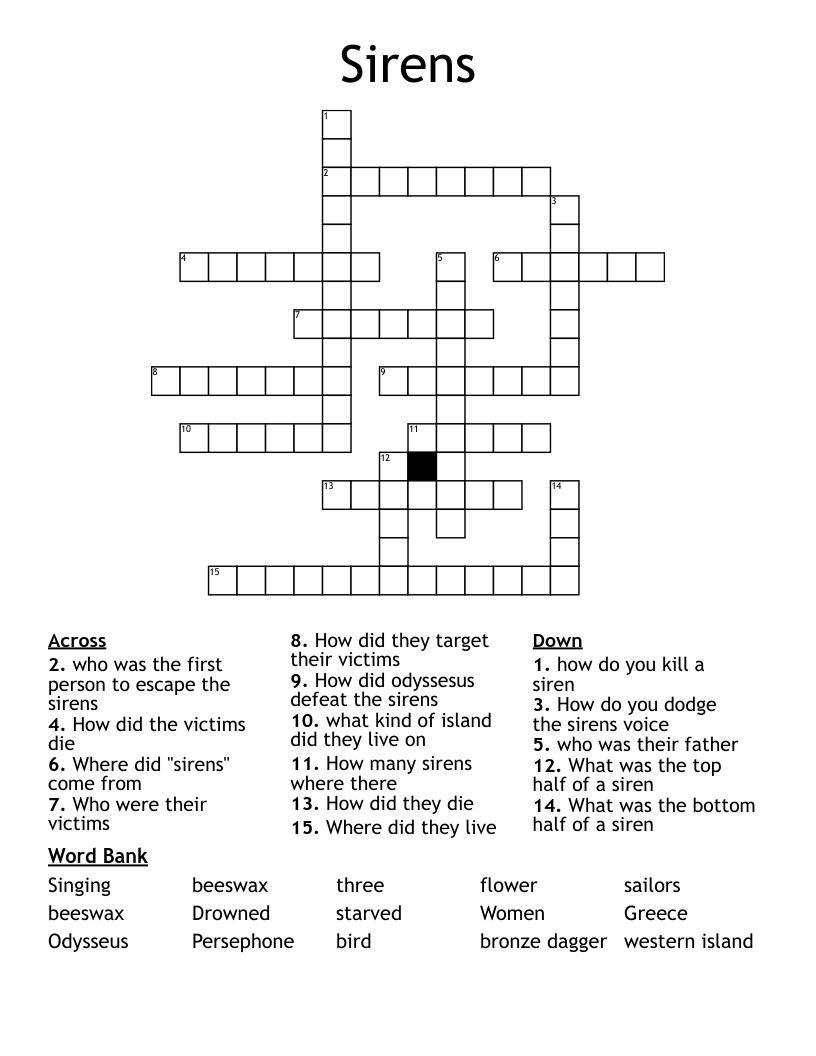 Sirens  Crossword