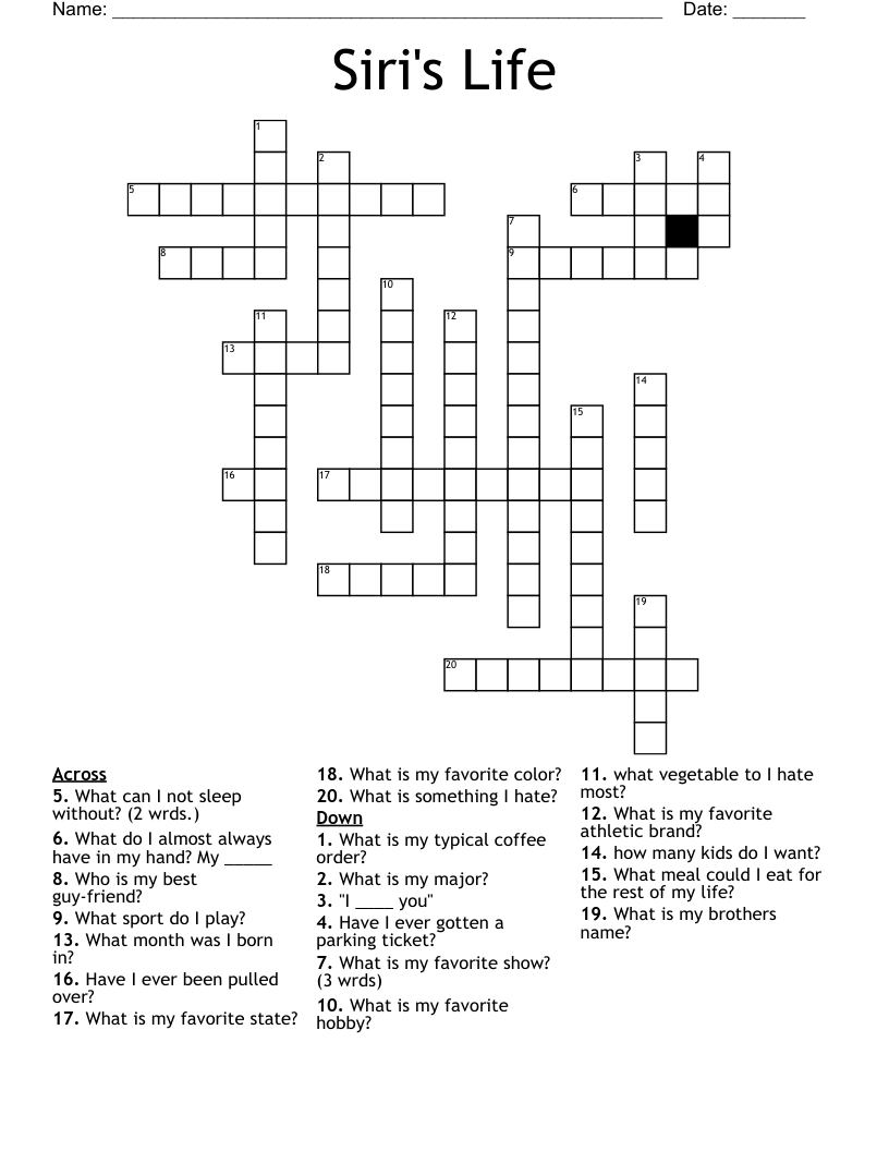 Siri's Life Crossword