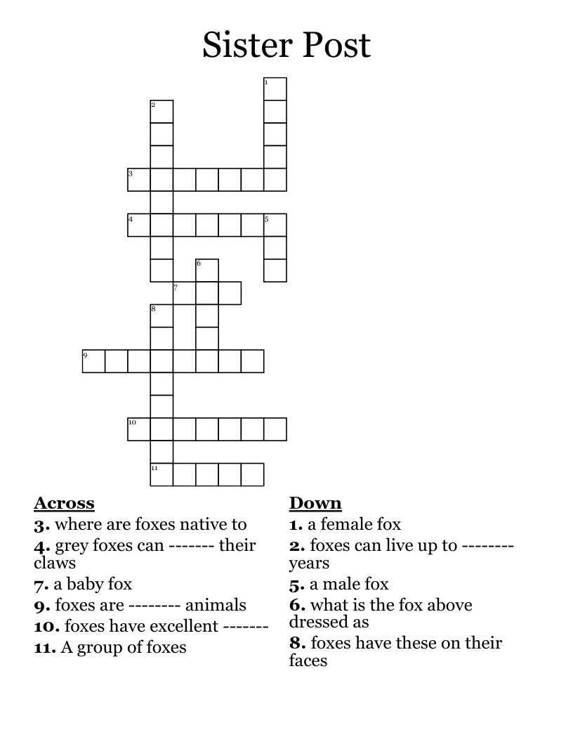 Sister Post Crossword