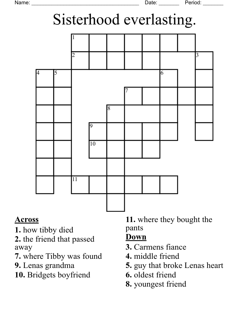 Sisterhood everlasting. Crossword