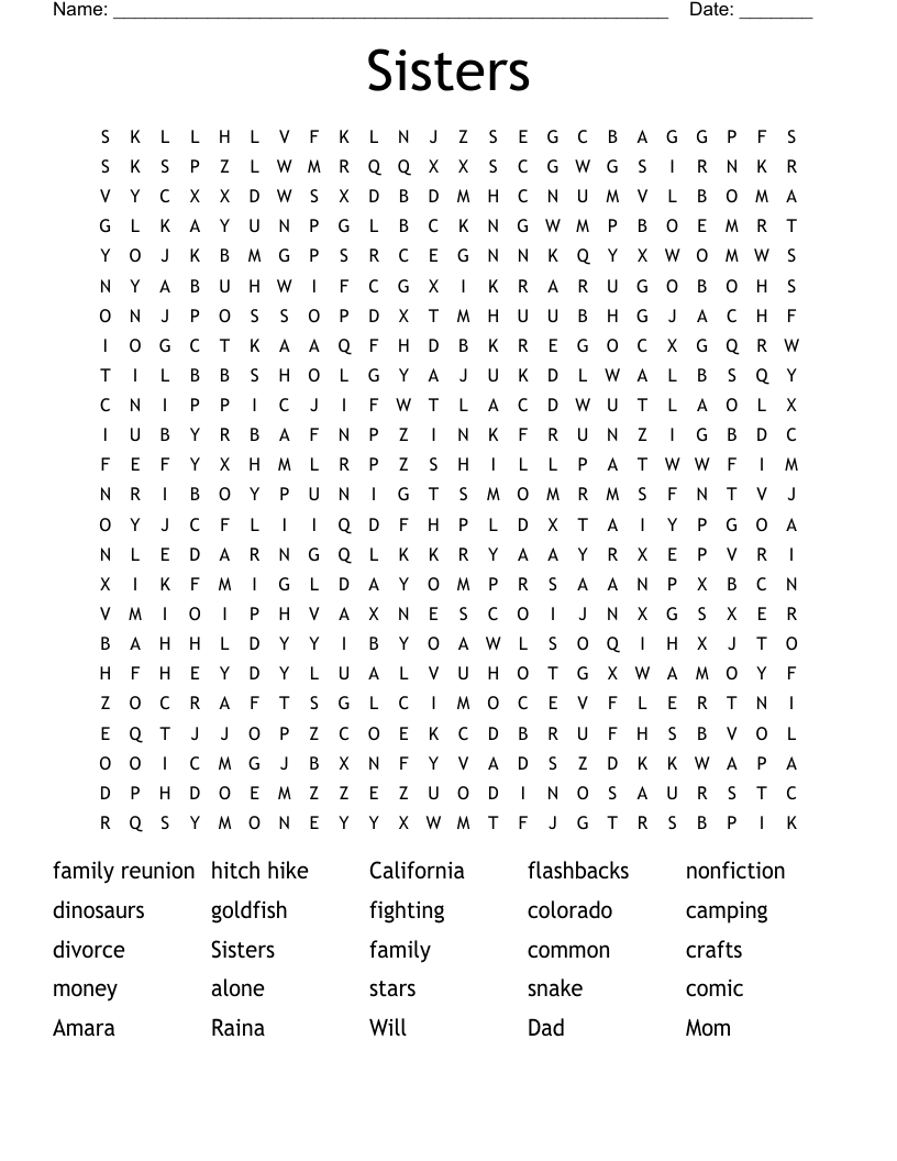 Sisters Word Search
