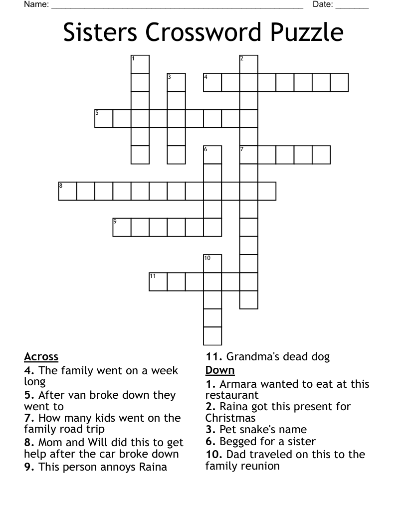 Sisters Crossword Puzzle